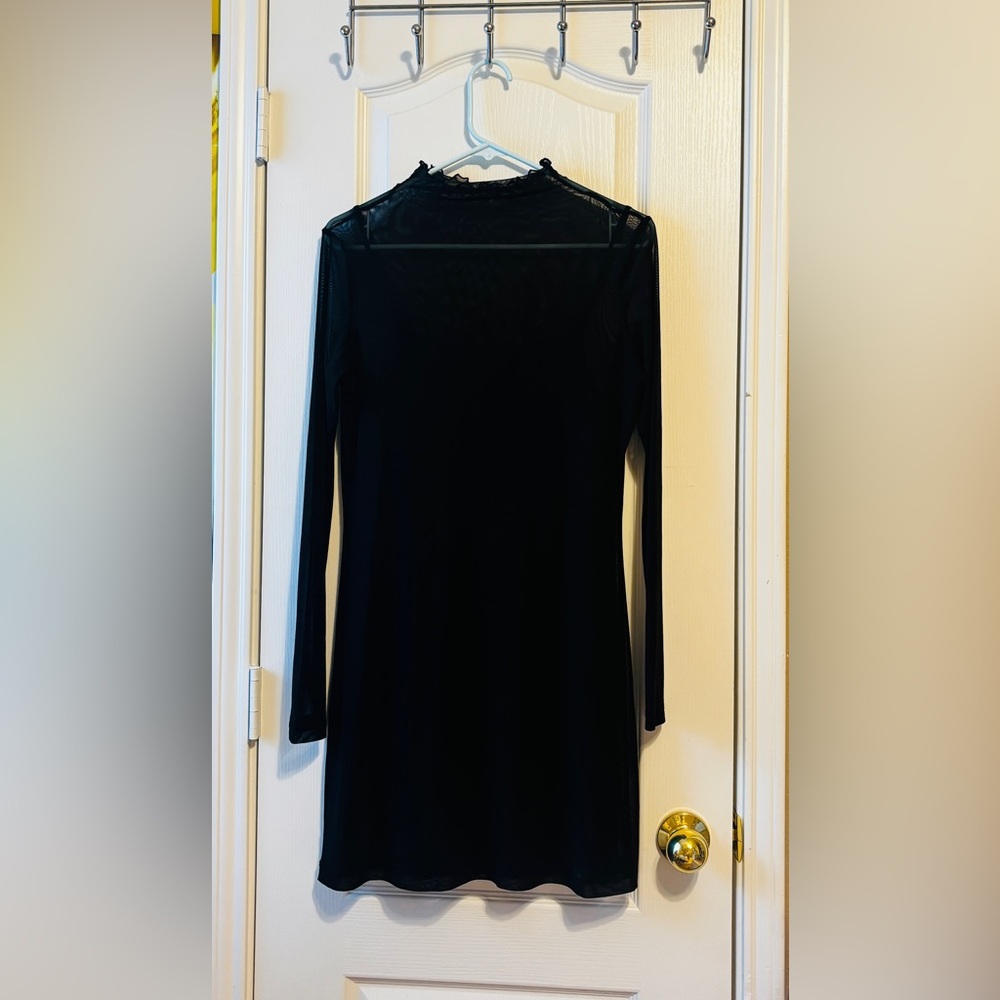 Chelsea & Violet Elegant Black Long Sleeve Sheer Dress